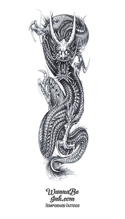 Buy Temporary Tattoo Dragon in Black Online in India - Etsy